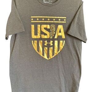 Under Armour Men's Charcoal Tee with Gold USA Design